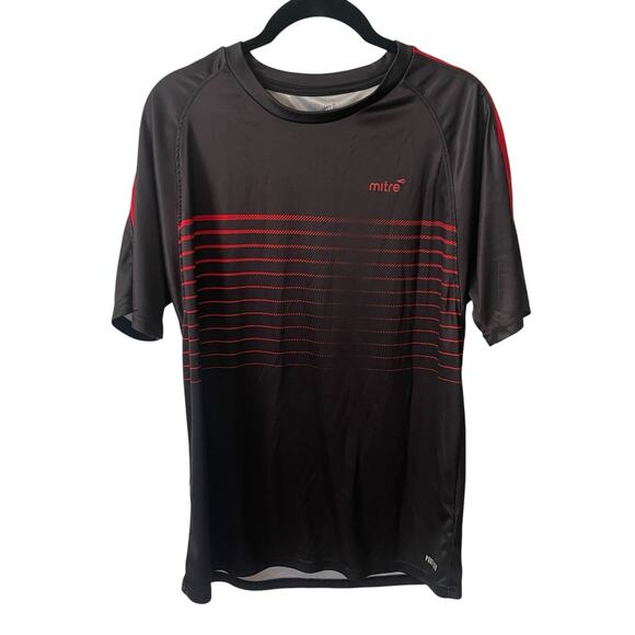 Mitre Mens Medium Athletic T-Shirt Short Sleeve Tee Top Black Red ProFlow Active - Picture 1 of 7